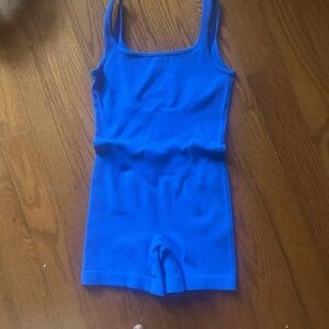 Vibrant Blue Ribbed Bodysuit with shapewear